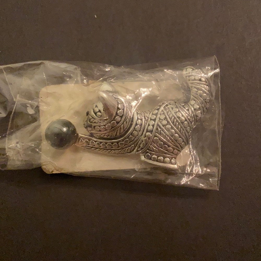 Monet Cat with ball brooch